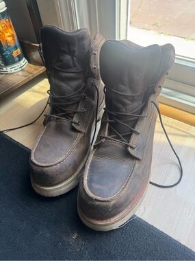Red Wing Brown Leather 6inch defined heel Moc Toe safety Work Boots
